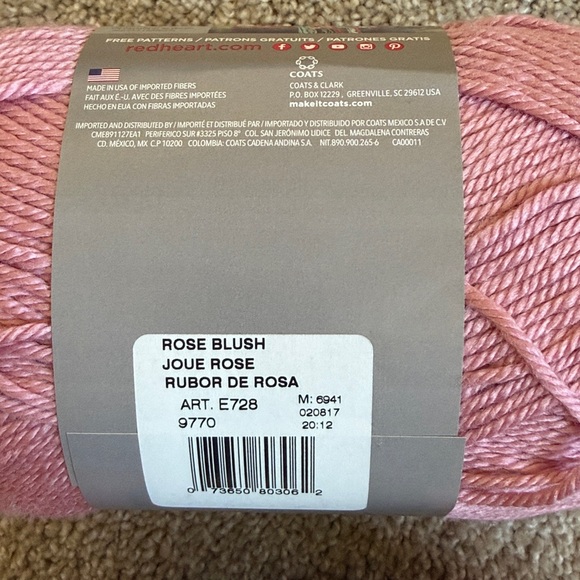 Red Heart Soft Yarn - Rose Blush. 3 Skeins. Yarn has slight sheen! Gorgeous! - Picture 5 of 7